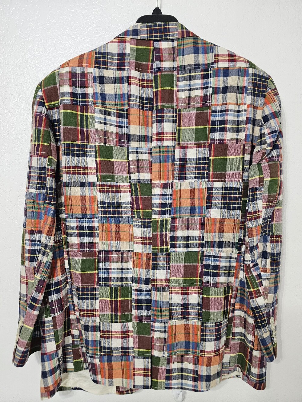 JOS. A. Bank Madras Patchwork Sport Coat Blazer 46R Cotton Preppy Ivy - Picture 3 of 9